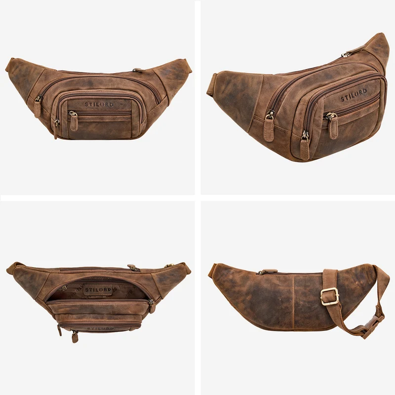 "Dublin" Stilvolle Bauchtasche Herren Leder Groß mit vielen Fächern