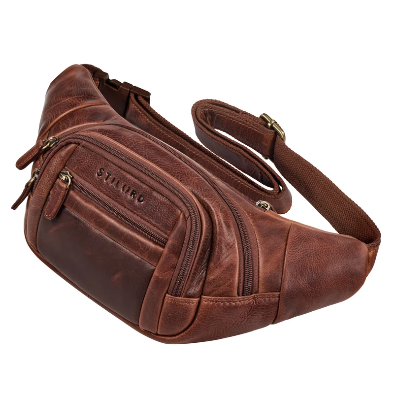 "Dublin" Stilvolle Bauchtasche Herren Leder Groß mit vielen Fächern