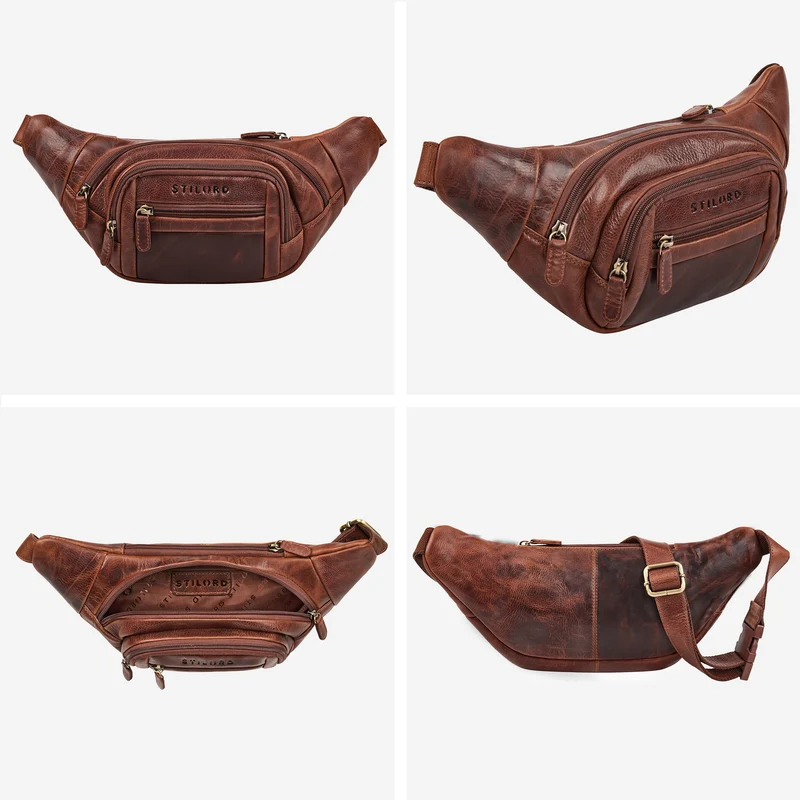"Dublin" Stilvolle Bauchtasche Herren Leder Groß mit vielen Fächern