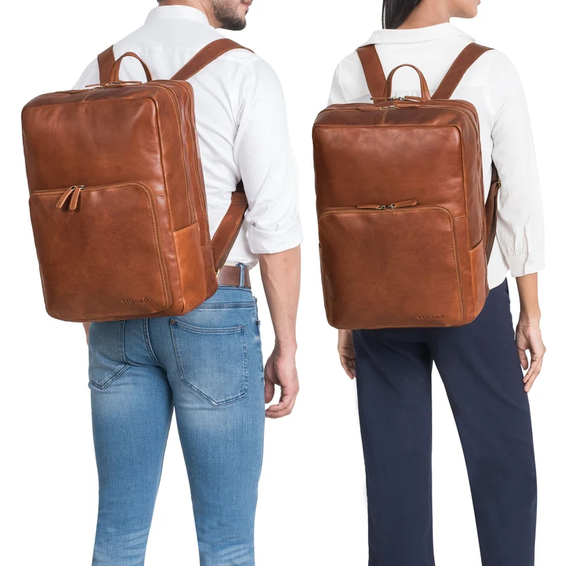 "Nicolo" XXL Business Rucksack Herren Leder Laptoprucksack 17 Zoll