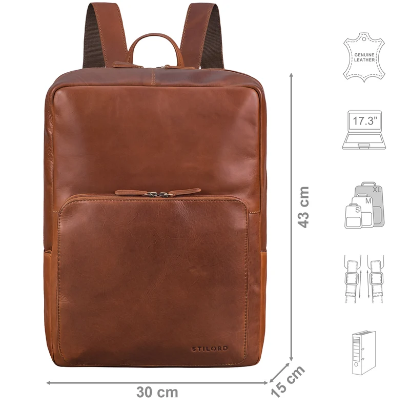 "Nicolo" XXL Business Rucksack Herren Leder Laptoprucksack 17 Zoll