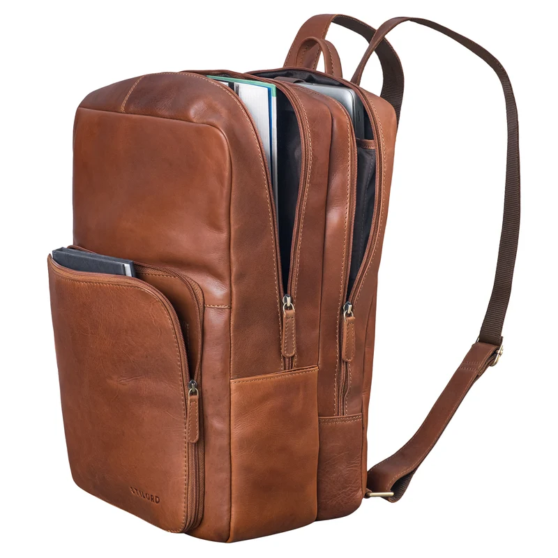 "Nicolo" XXL Business Rucksack Herren Leder Laptoprucksack 17 Zoll