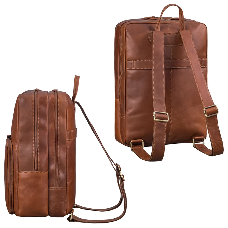 "Nicolo" XXL Business Rucksack Herren Leder Laptoprucksack 17 Zoll