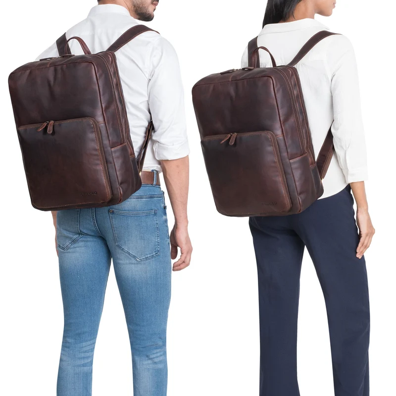 "Nicolo" XXL Business Rucksack Herren Leder Laptoprucksack 17 Zoll