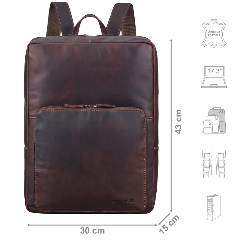 "Nicolo" XXL Business Rucksack Herren Leder Laptoprucksack 17 Zoll
