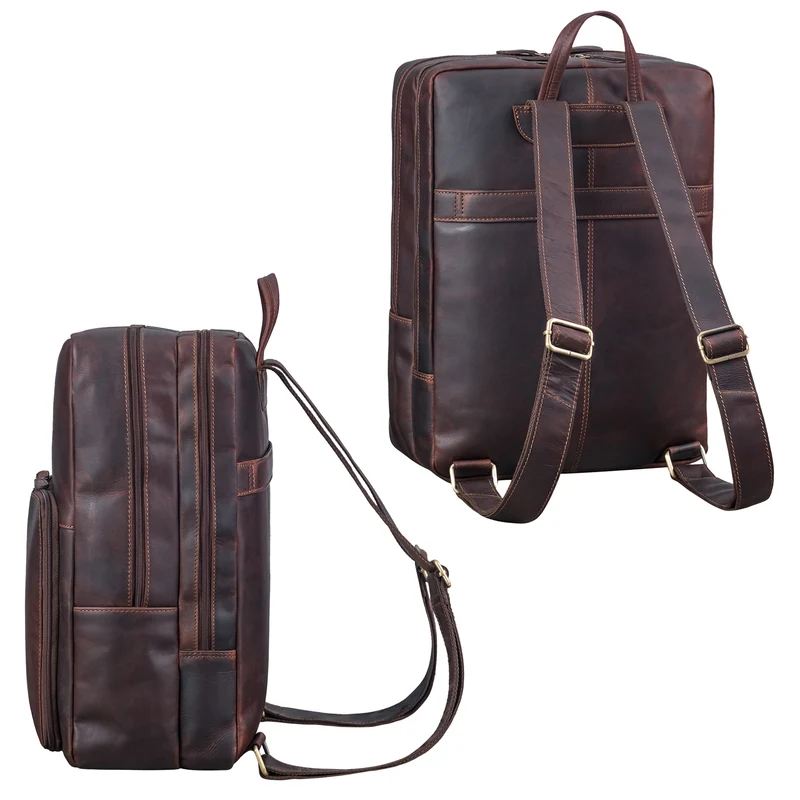 "Nicolo" XXL Business Rucksack Herren Leder Laptoprucksack 17 Zoll
