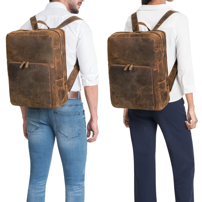 "Nicolo" XXL Business Rucksack Herren Leder Laptoprucksack 17 Zoll