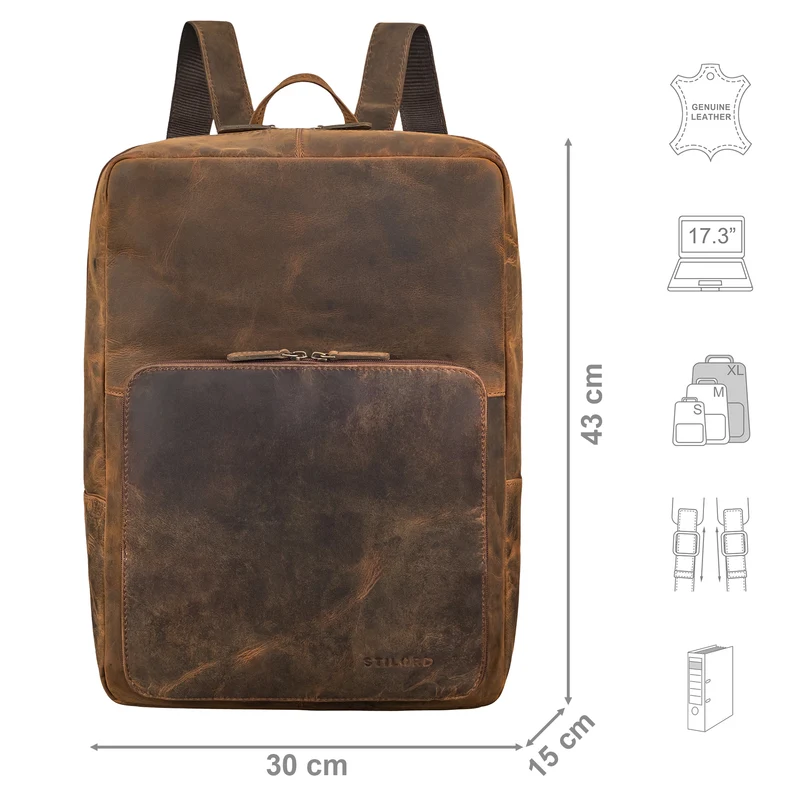 "Nicolo" XXL Business Rucksack Herren Leder Laptoprucksack 17 Zoll