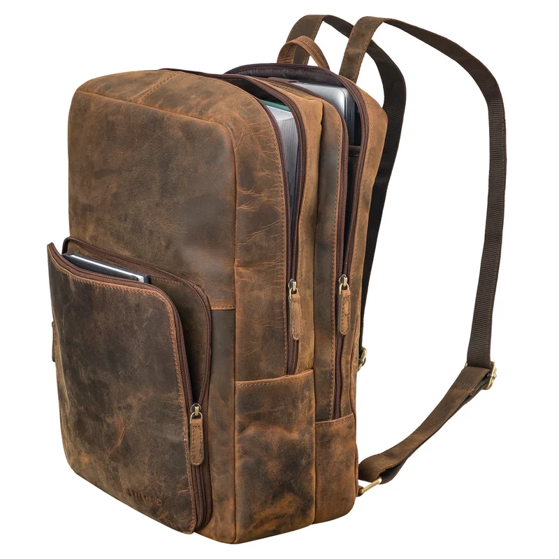 "Nicolo" XXL Business Rucksack Herren Leder Laptoprucksack 17 Zoll