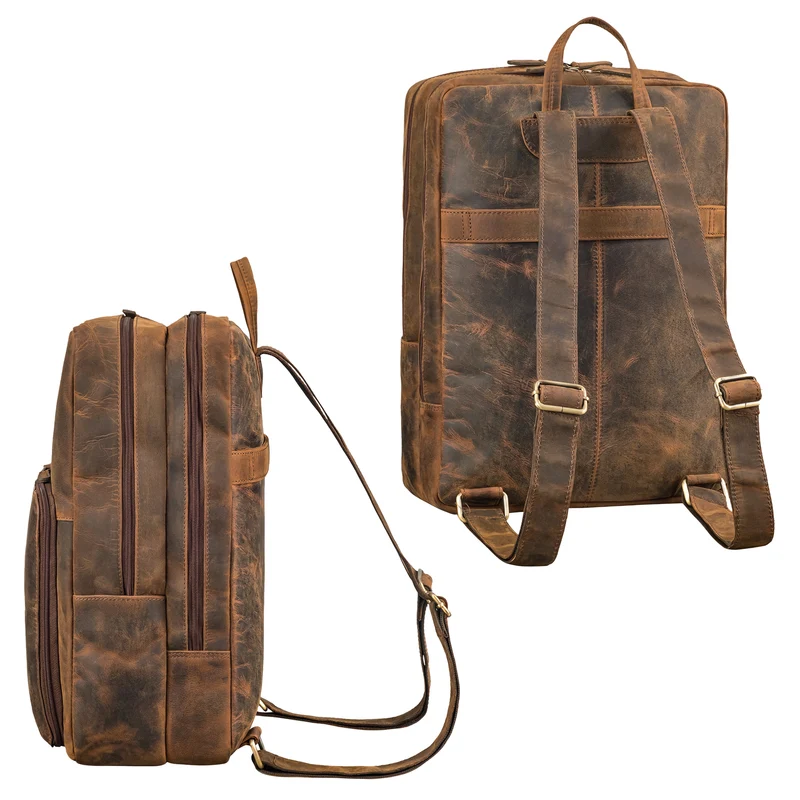 "Nicolo" XXL Business Rucksack Herren Leder Laptoprucksack 17 Zoll