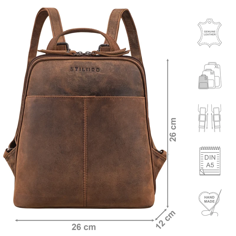 "Nayla" Kleiner Lederrucksack Damen Echtleder Daypack Frauen Rucksack