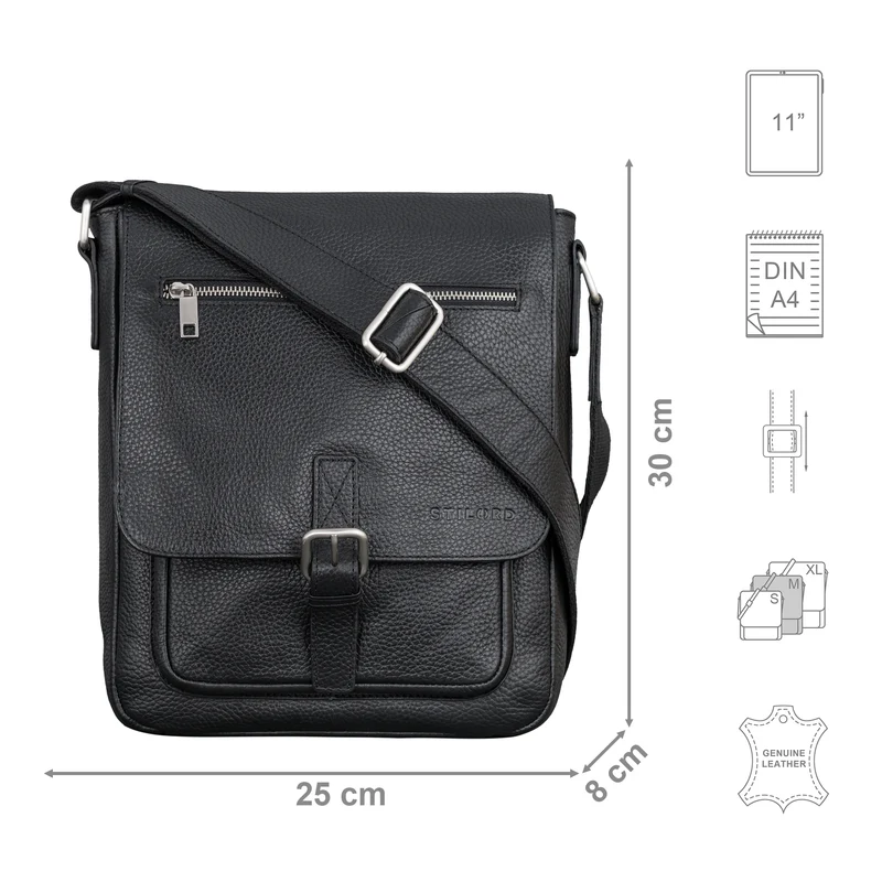 "Renato" Klassische Ledertasche Herren Umhängetasche Tablet 11 Zoll