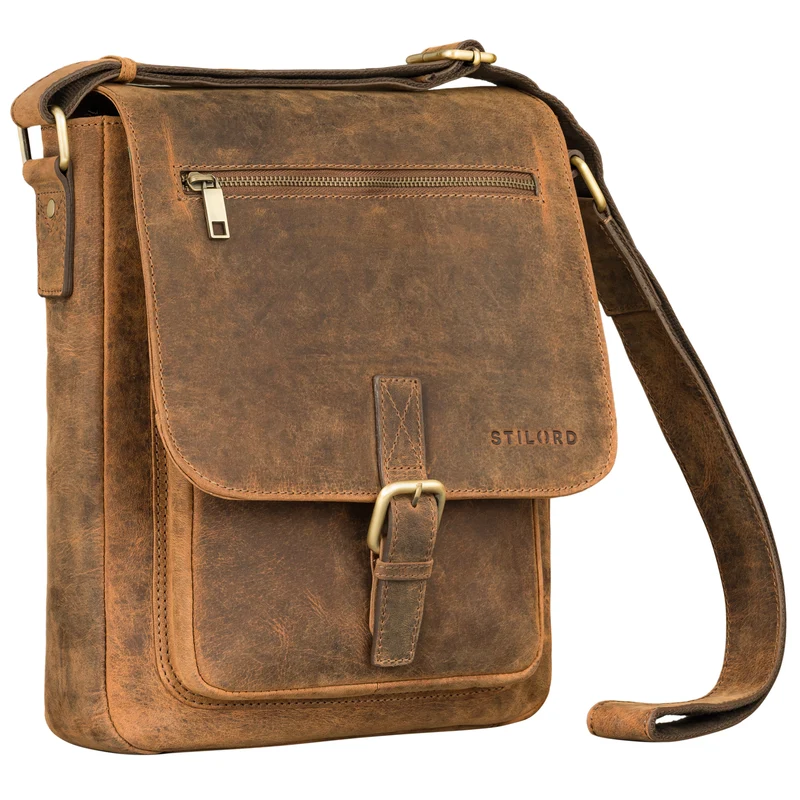 "Renato" Klassische Ledertasche Herren Umhängetasche Tablet 11 Zoll