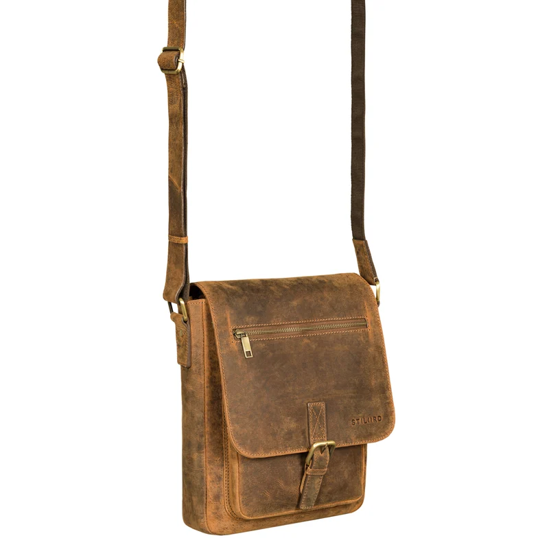 "Renato" Klassische Ledertasche Herren Umhängetasche Tablet 11 Zoll