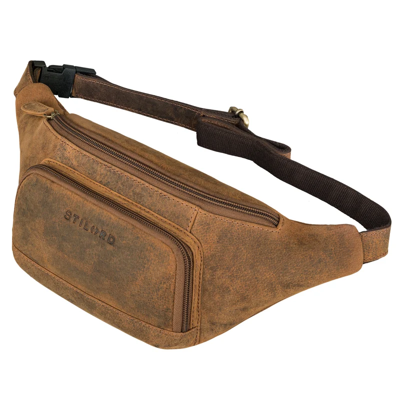 "Raven" Stylishe Männer Bauchtasche Damen Leder Gürteltasche Groß