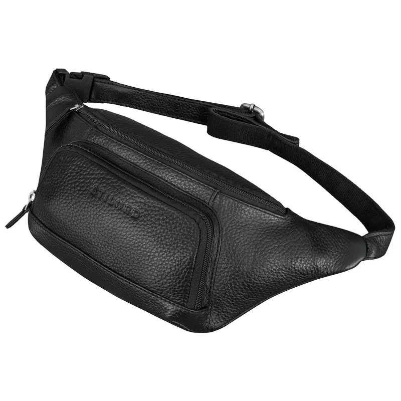 "Raven" Stylishe Männer Bauchtasche Damen Leder Gürteltasche Groß