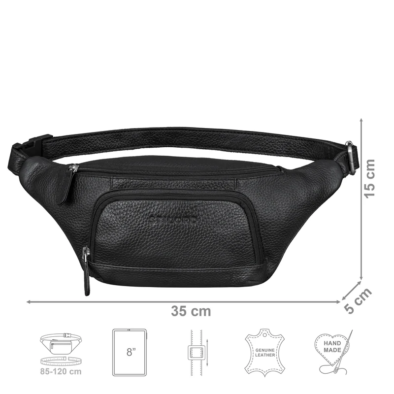 "Raven" Stylishe Männer Bauchtasche Damen Leder Gürteltasche Groß