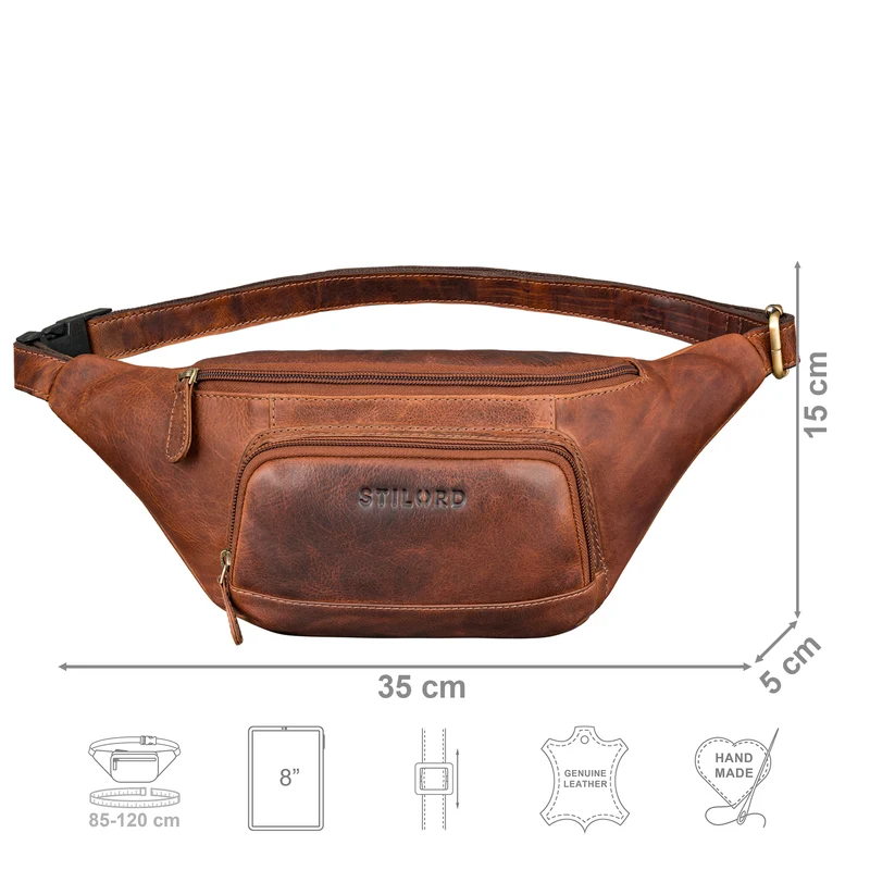 "Raven" Stylishe Männer Bauchtasche Damen Leder Gürteltasche Groß