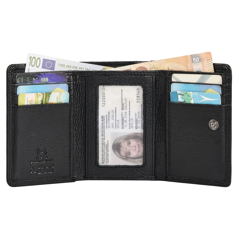 "Olive" Echtleder Geldbörse Damen Mittelgroß mit RFID Schutz Trifold