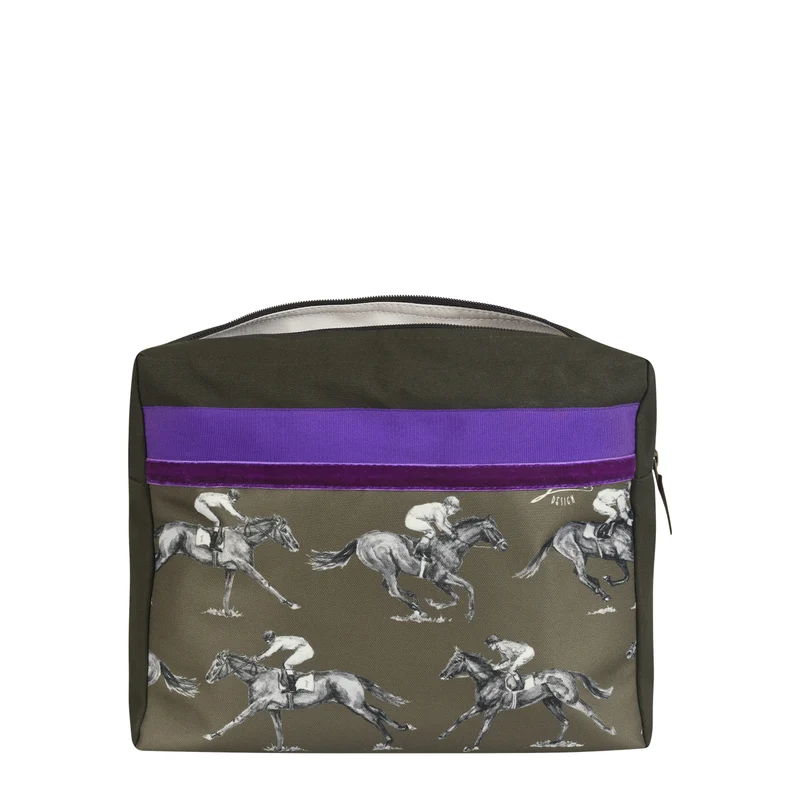 Kulturtasche -L- Pferdestärken Khaki & Lila