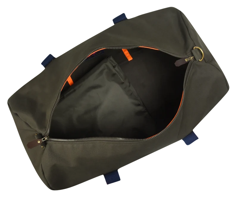 Dufflebag STRIPES KHAKI mit navy& neonorange