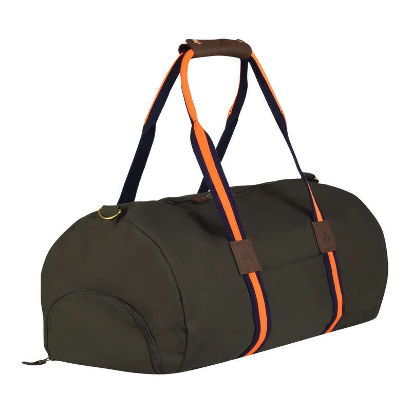 Dufflebag STRIPES KHAKI mit navy& neonorange