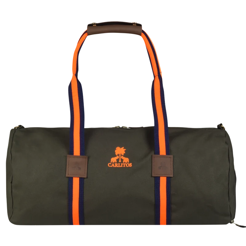 Dufflebag STRIPES KHAKI mit navy& neonorange