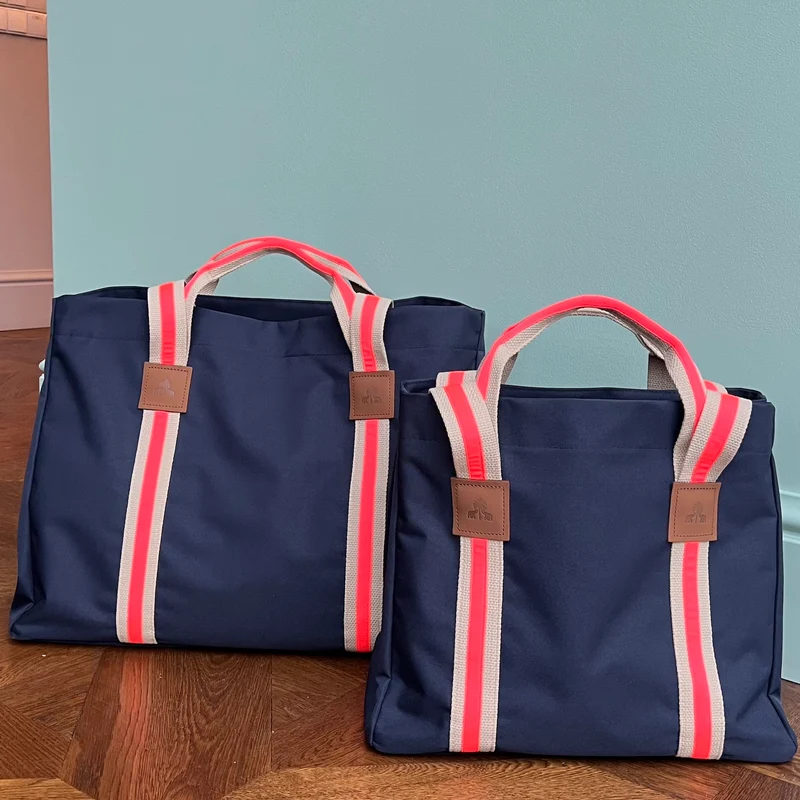 SHOPPER STRIPES KODURA -S- Dunkelblau mit Beige & Koralle