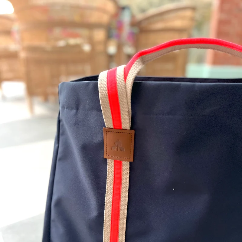 SHOPPER STRIPES KODURA -L- Dunkelblau mit Beige & Koralle