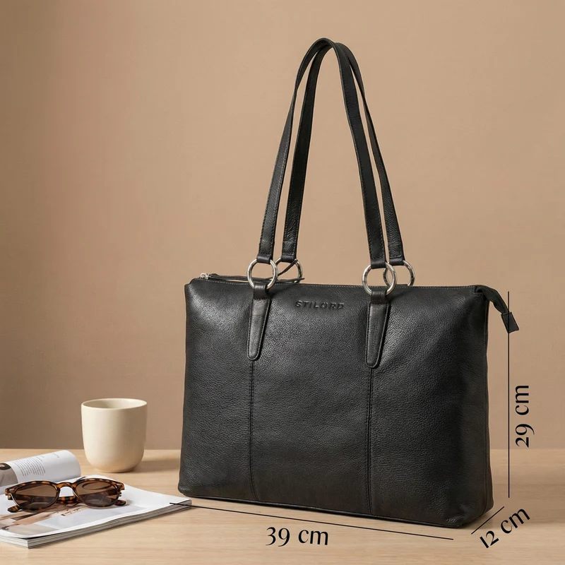 "Pelin" Große Shopper Echt Leder mit vielen Fächern Damen 16 Zoll