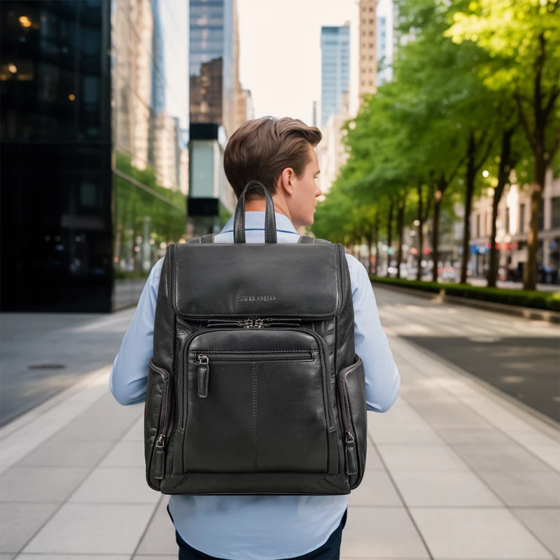 "Giacomo" Business Rucksack Leder Laptopfach 13 - 14 Zoll Herren Damen
