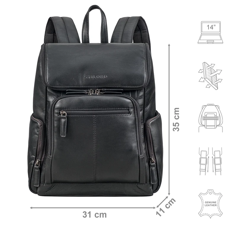 "Giacomo" Business Rucksack Leder Laptopfach 13 - 14 Zoll Herren Damen