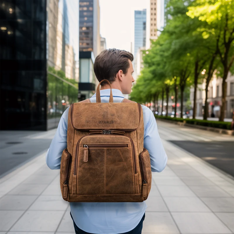 "Giacomo" Business Rucksack Leder Laptopfach 13 - 14 Zoll Herren Damen