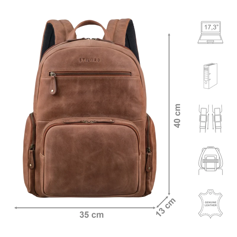 "Talvi" Großer Leder Rucksack Herren & Damen Laptop 15 - 17,3 Zoll