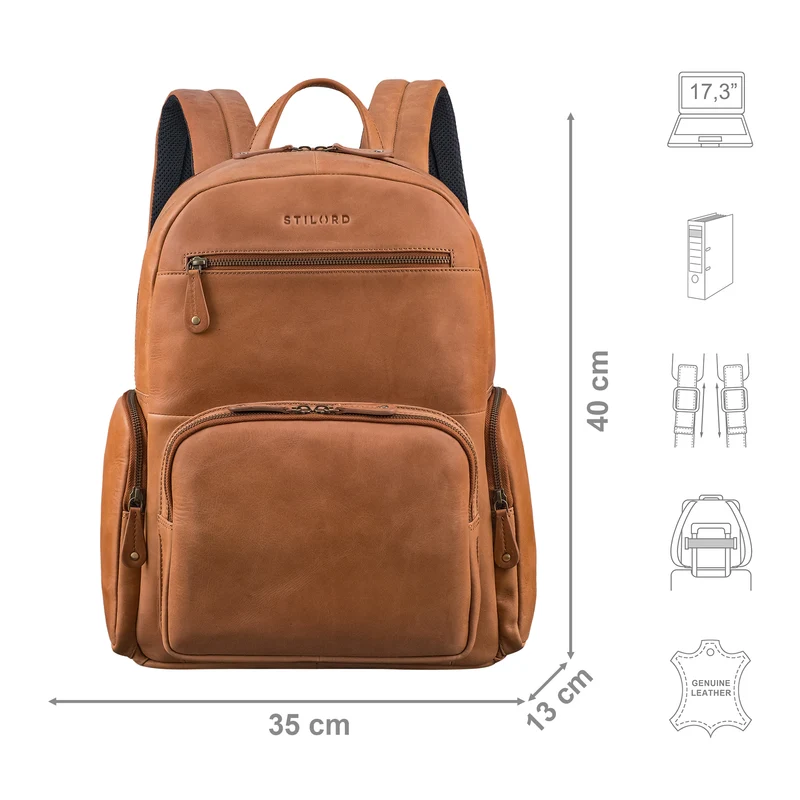 "Talvi" Großer Leder Rucksack Herren & Damen Laptop 15 - 17,3 Zoll