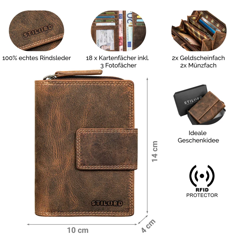 "Monnie" Elegantes Portemonnaie Damen Leder RFID Blocker Geldbörse