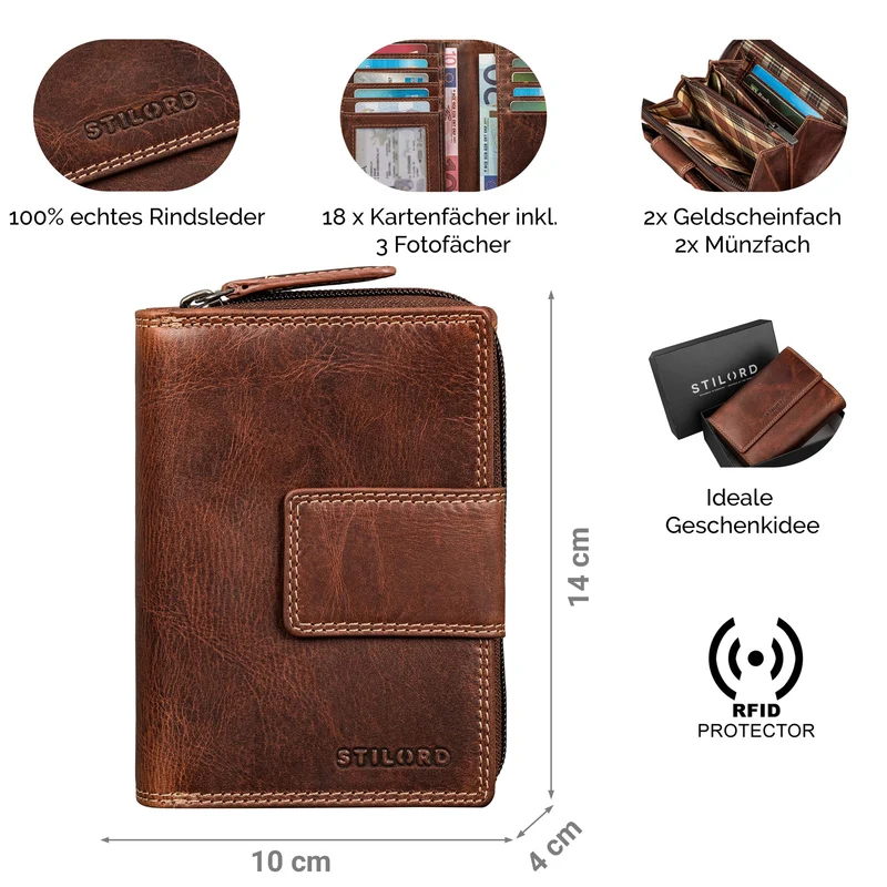 "Monnie" Elegantes Portemonnaie Damen Leder RFID Blocker Geldbörse