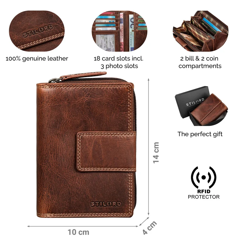 "Monnie" Elegantes Portemonnaie Damen Leder RFID Blocker Geldbörse