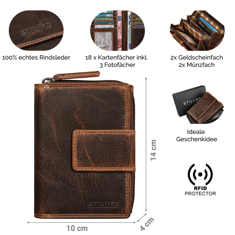"Monnie" Elegantes Portemonnaie Damen Leder RFID Blocker Geldbörse