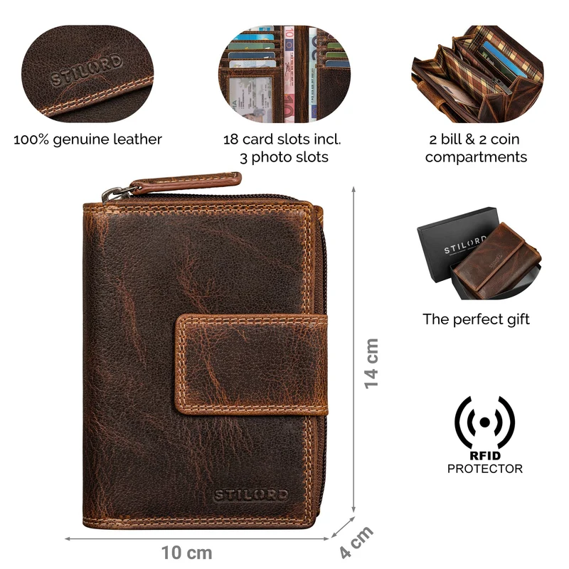 "Monnie" Elegantes Portemonnaie Damen Leder RFID Blocker Geldbörse