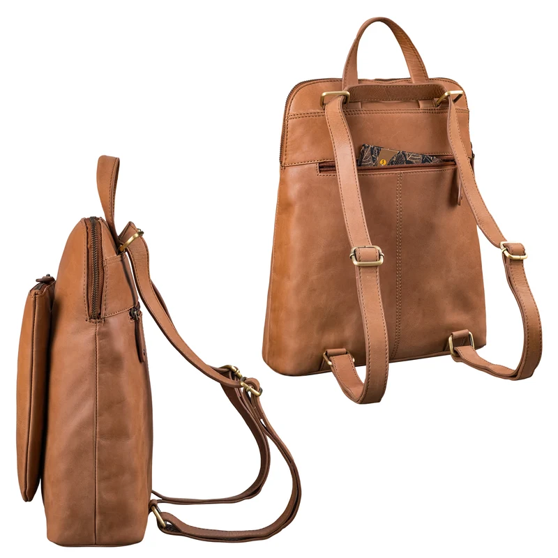 "Dua" Rucksack-Tasche 2 in 1 Damen Leder Mittel-Groß Laptop 13,6