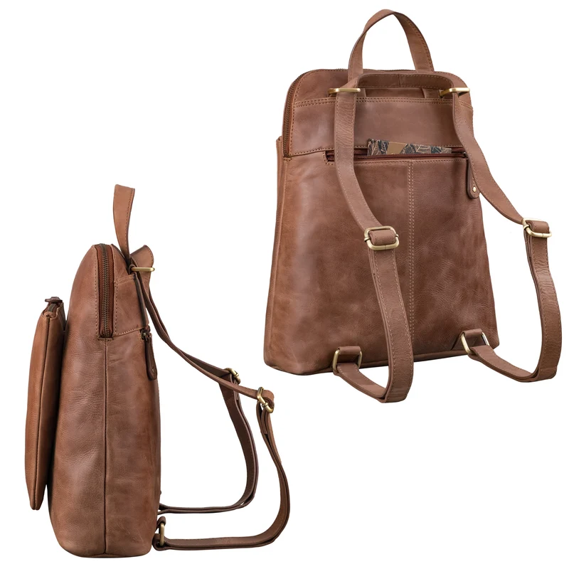 "Dua" Rucksack-Tasche 2 in 1 Damen Leder Mittel-Groß Laptop 13,6