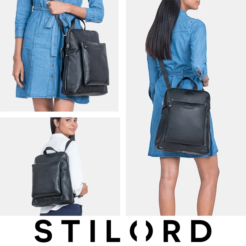 "Dua" Rucksack-Tasche 2 in 1 Damen Leder Mittel-Groß Laptop 13,6
