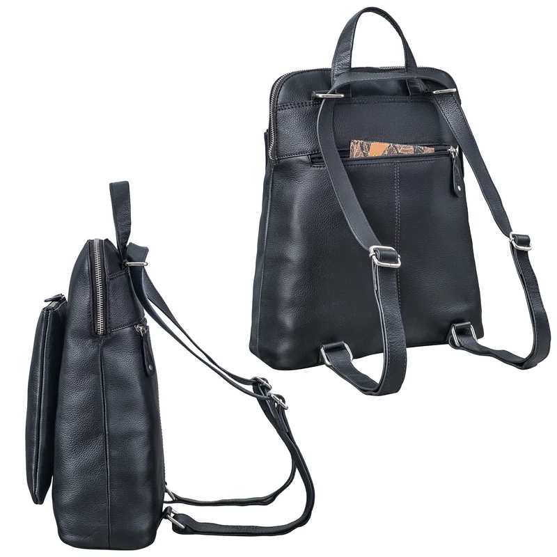 "Dua" Rucksack-Tasche 2 in 1 Damen Leder Mittel-Groß Laptop 13,6