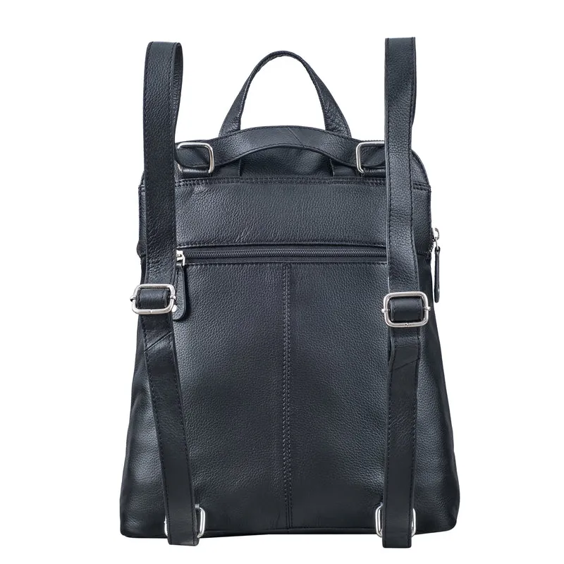 "Dua" Rucksack-Tasche 2 in 1 Damen Leder Mittel-Groß Laptop 13,6