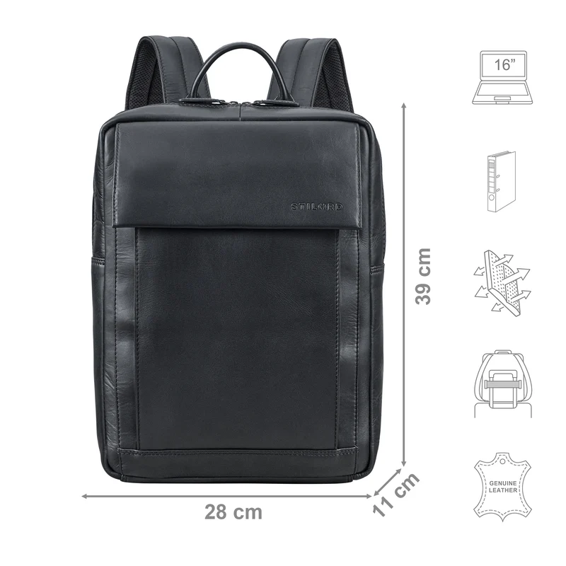 "Eliano" Echt Lederrucksack Damen Herren mit Laptopfach 15 - 16 Zoll