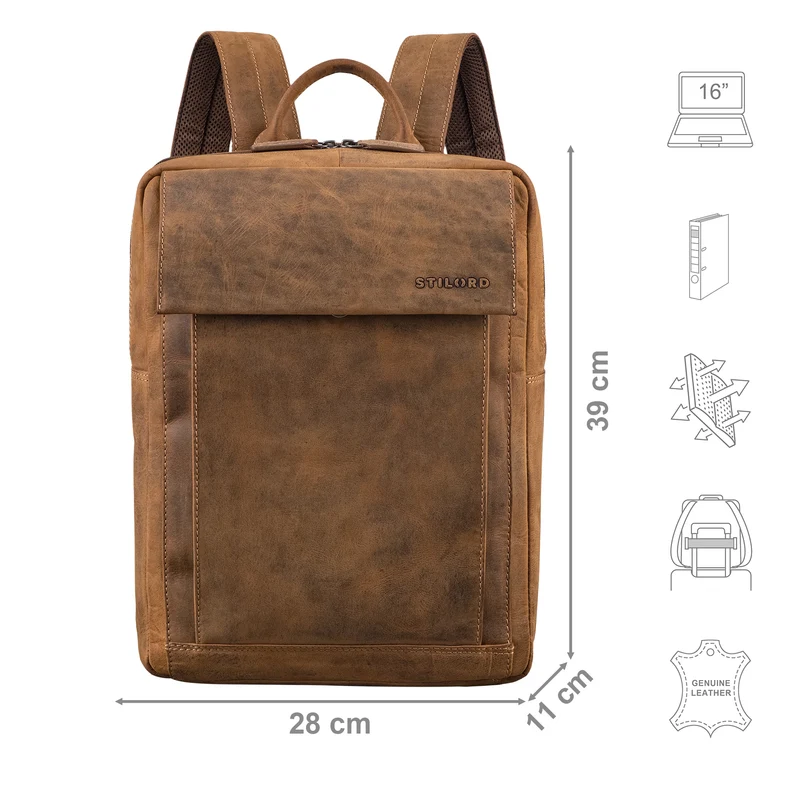 "Eliano" Echt Lederrucksack Damen Herren mit Laptopfach 15 - 16 Zoll