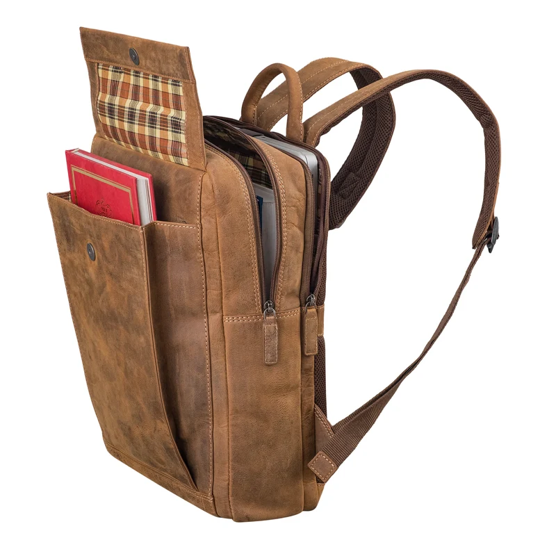 "Eliano" Echt Lederrucksack Damen Herren mit Laptopfach 15 - 16 Zoll