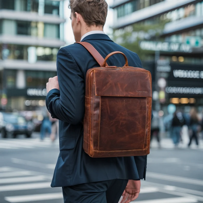 "Eliano" Echt Lederrucksack Damen Herren mit Laptopfach 15 - 16 Zoll