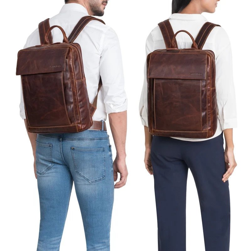 "Eliano" Echt Lederrucksack Damen Herren mit Laptopfach 15 - 16 Zoll